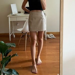 Faux Leather Zippered Mini Skirt